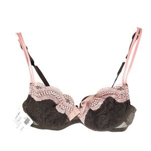 Miss Naory Bra Underwire Lace Lined Brown Pink Size 34B